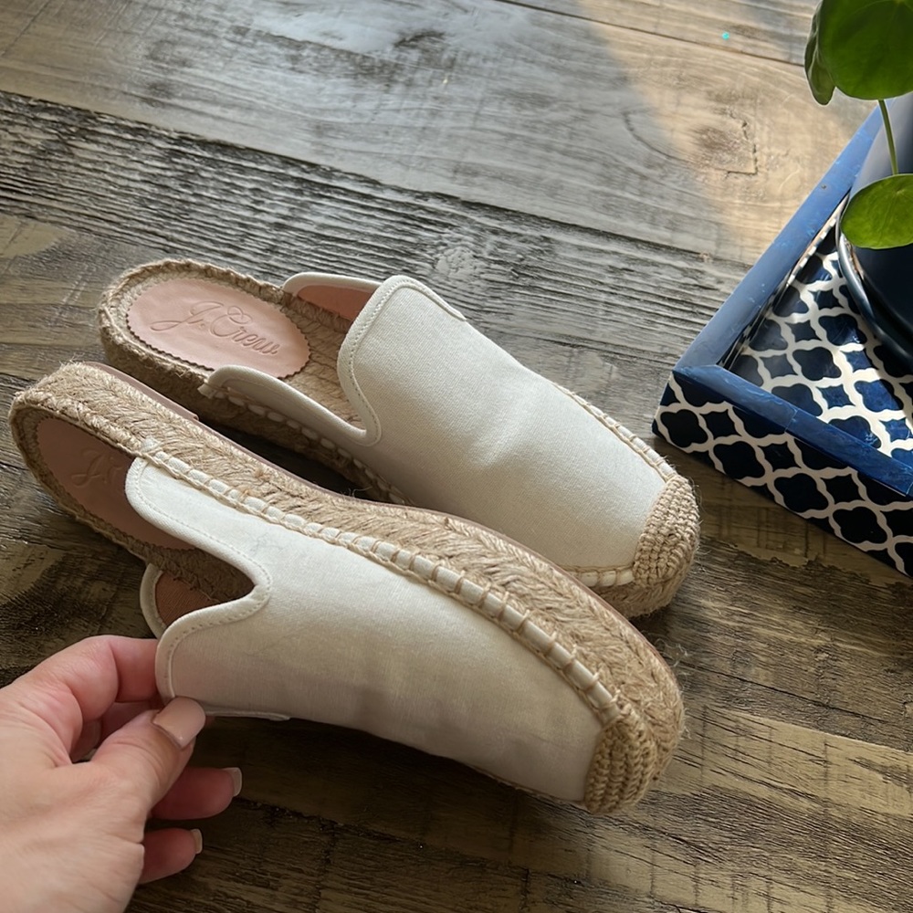 JCrew canvas espadrille mules size 7